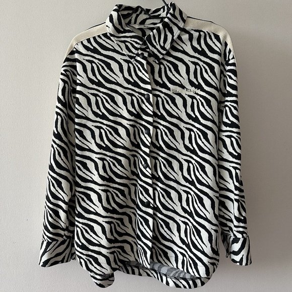 Palm Angels Shirt Womens Black White Zebra Stretch Woven Sz S - Picture 6 of 12